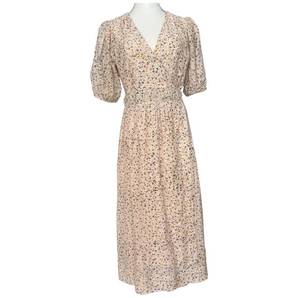 Mirth Krabi Crossover Cotton Silk Blend Dress in Champagne Size XS - Picture 4 of 16